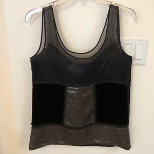 DVF Black Velvet, Bronze Paneled Sequin Top